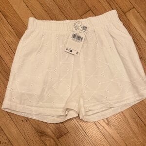 Girl’s MNG White Eyelet Elastic-Waist Shorts